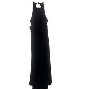 W Too By Watters And Watters Black Halter Gown Flowy Open Tie BackSize 12 Flaw